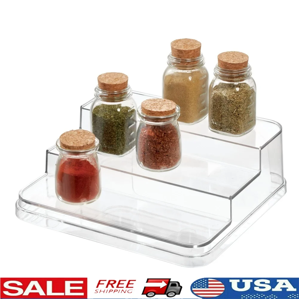 

3-Tier Clear Plastic Cabinet Organizer Spices Makeup Office Supplies Pantry Countertop Storage Solution