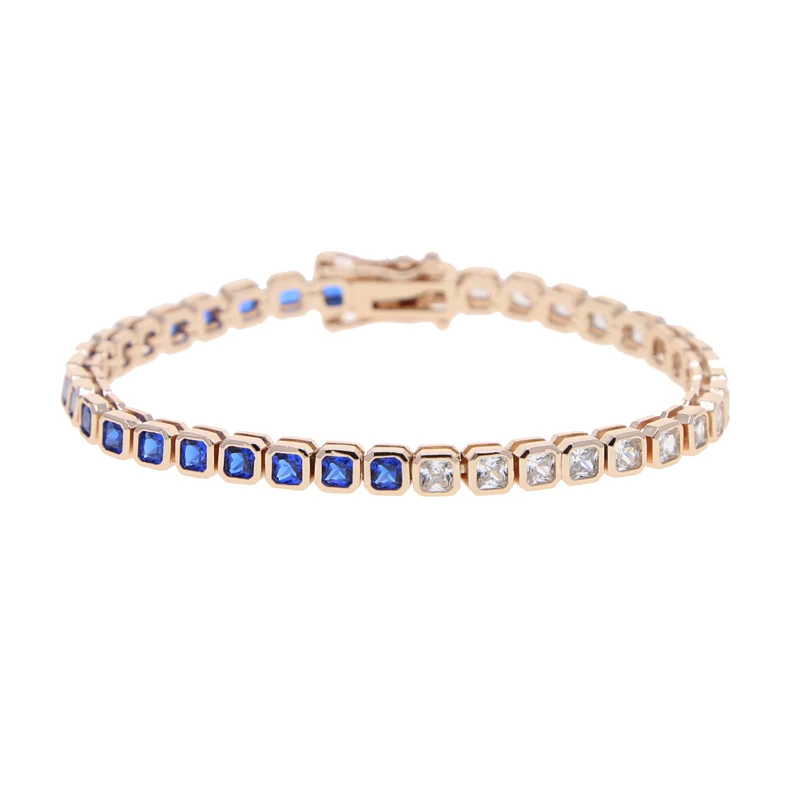 Verschiedene geformte geometrische Lünette Zirkonia 5A CZ Tenniskette Armband klassische Mode Damen Schmuck