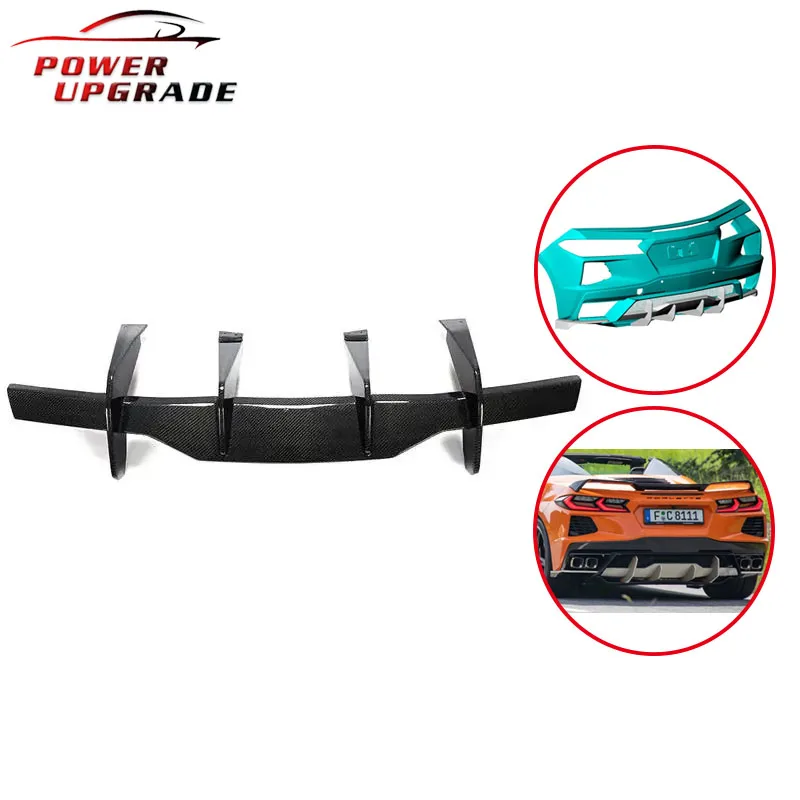 Car Rear Bumper Diffuser Lip Spoiler Trim For Chevrolet Corvette C8 Stingray 2020-2022 Carbon Fiber Rear Diffuser Lip Protector