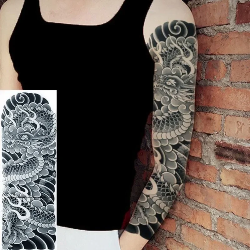 Faux tatouage de bras complet pour femme et homme, autocollant de tatouage temporaire, dragon imperméable, durable, japonais, Hannya, Ukiyoe Art