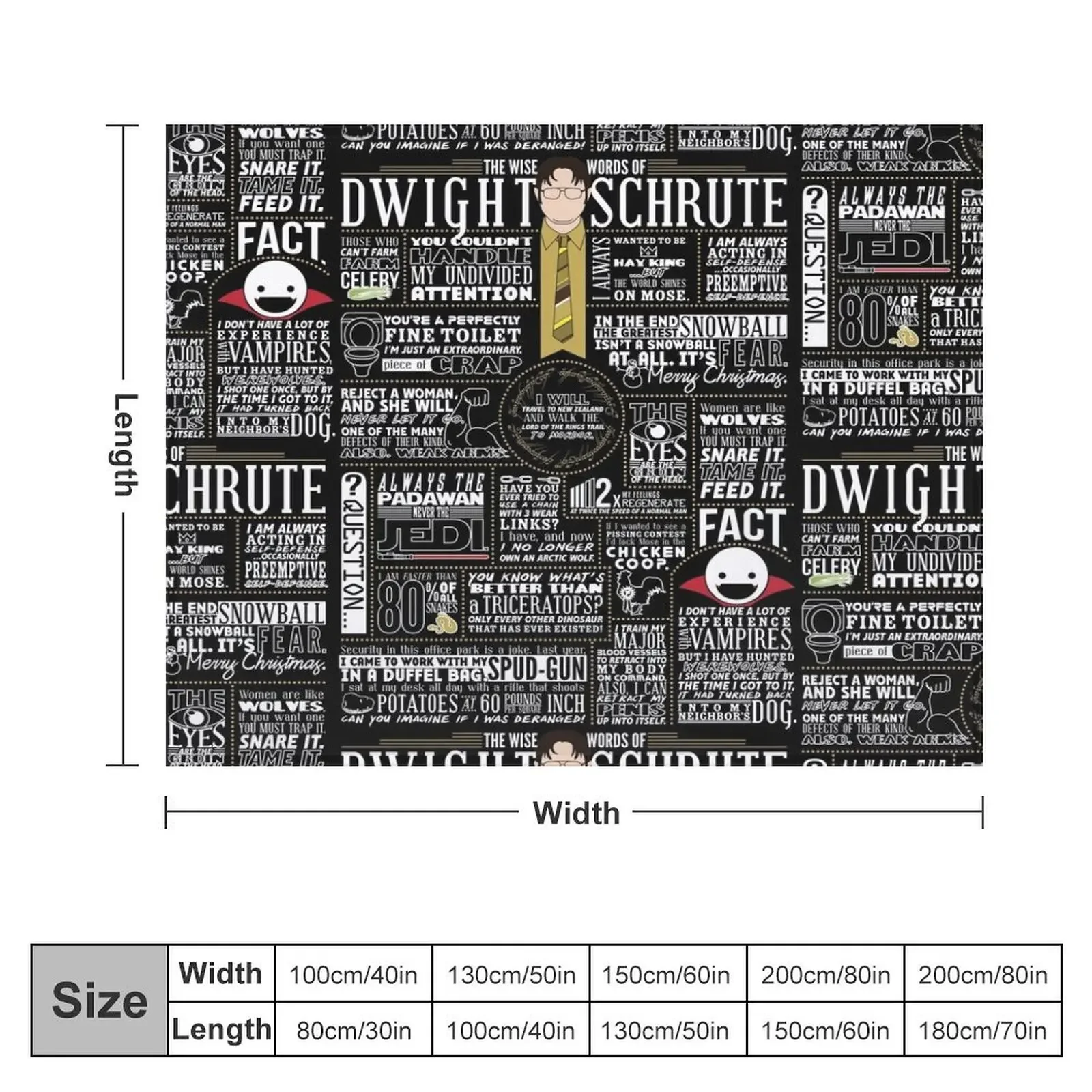 The Wise Words of Dwight Schrute (Dark Tee) Throw Blanket Loose Beach Blankets