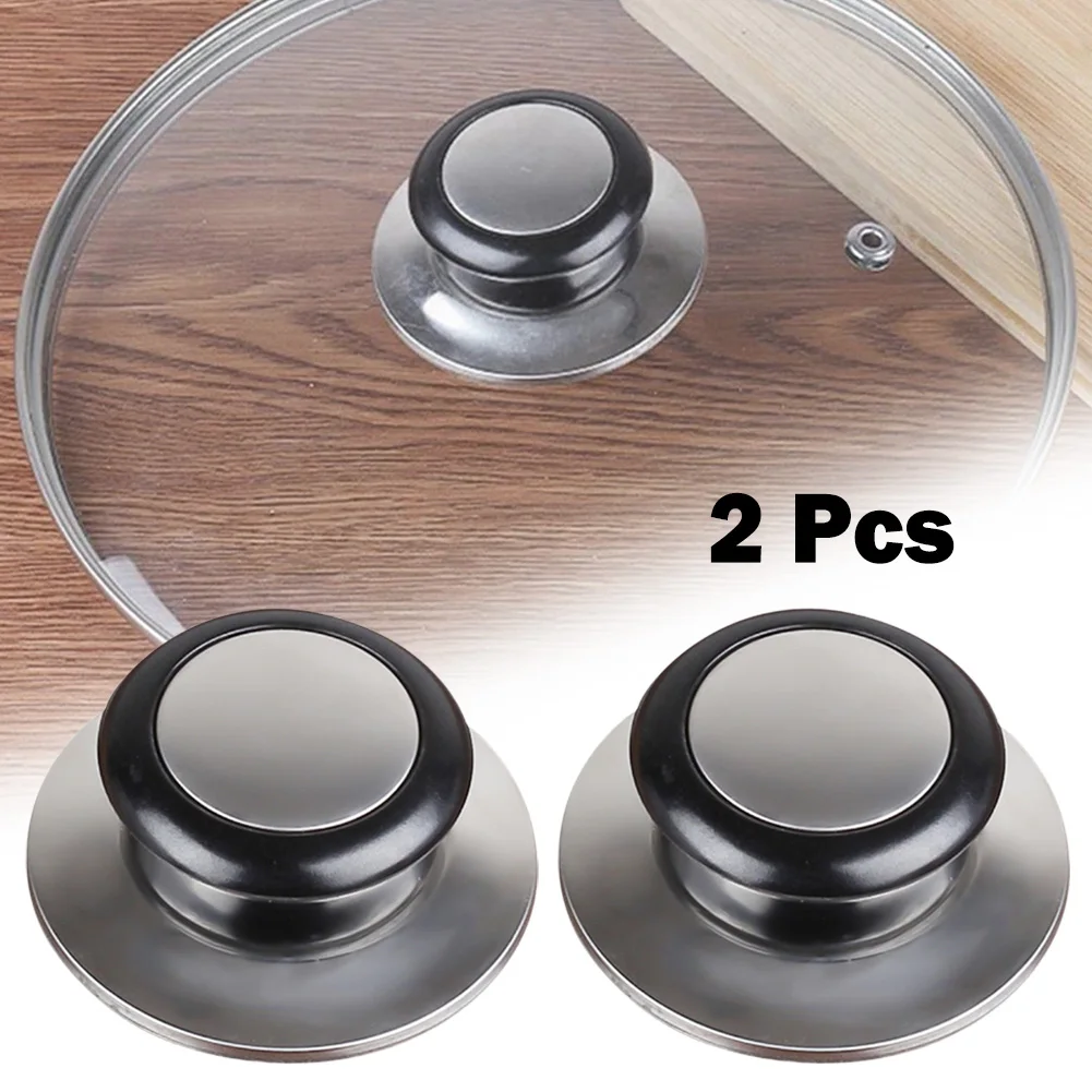  2pcs Stainless Steel Lid Knob Glass Pot Button Pot Cover Handle Kitchen Cookware Fixing Handle Pot Cover Accessories