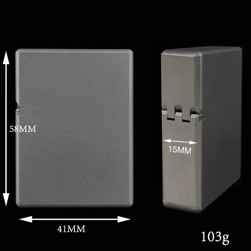 Titanium Shell Windproof Lighter with Brass Oil Fuel insert & 2-Turbine Gas Insert Waterproof & Durable Men's Gift