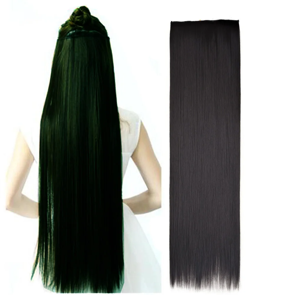 Jeedou-Extension de cheveux synthétiques à clip, postiche invisible, accessoires de cosplay, plus long, 80cm, 32 po, 1 pièce
