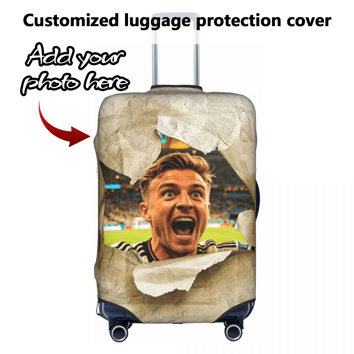 Custom Personalized Luggage Cover 18-32 Inch Custom Travel Suitcase Protector Add Your Photo Text Design Elastic Luggage Covers