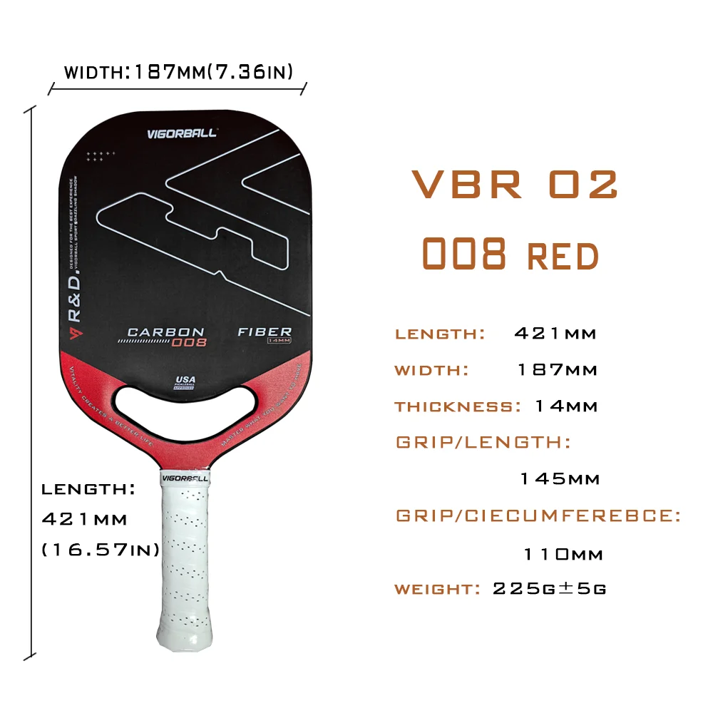 Pagaia per pickleball di alta qualità con superficie di attrito al carbonio personalizzata Design aerodinamico 3K T700 13mm/14mm/16mm