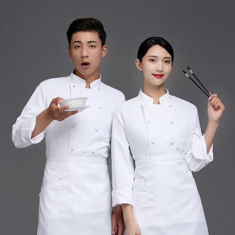 C101 Crossover Collar Chef Jacket Men Women Kitchen Hotel Restaurant Cook Clothes Chef Restaurant Uniform Chef Jacket