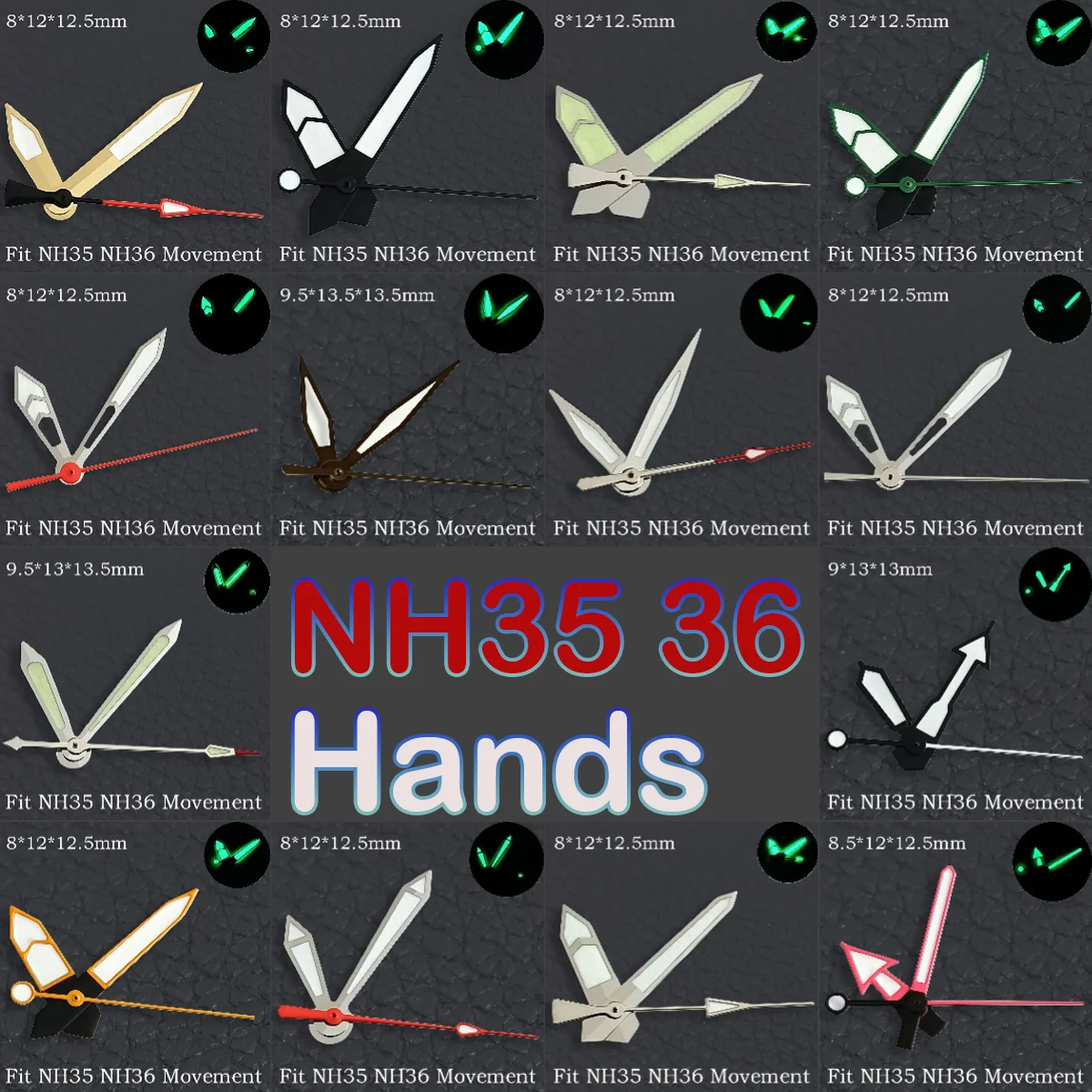 High quality NH 35 NH36 Hands Green/Blue Super Luminous Suitable For NH 35 NH36 Movement Watch Accessories Pointer