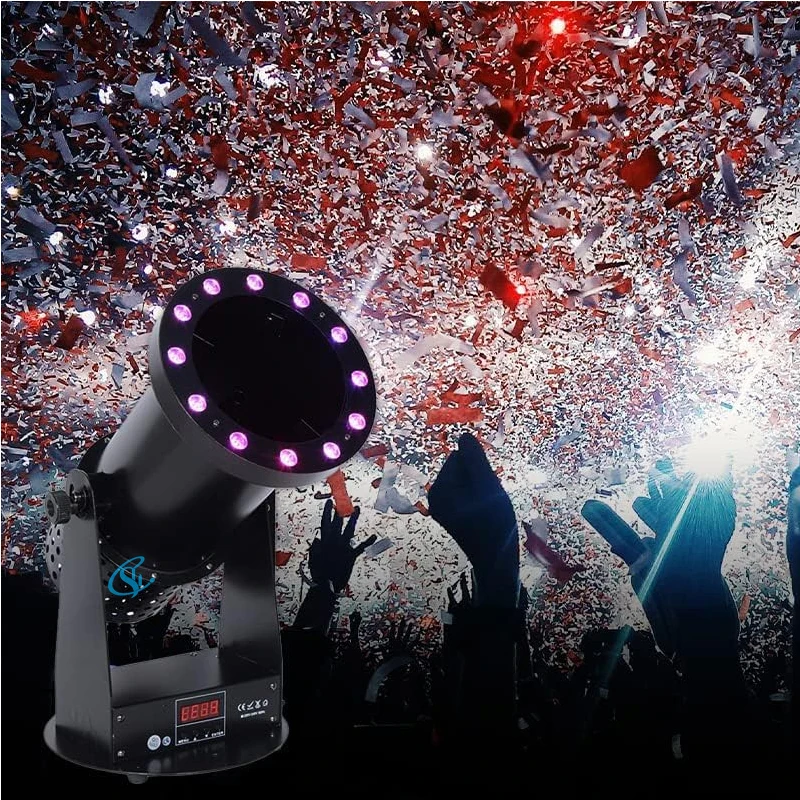1500W RGB LED Confetti Machine Color Paper Stage Effect Wedding Confetti Cannon Machine Remote Control For Disco Party