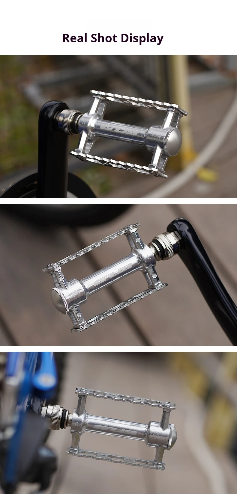 GUB QR006 Schnellspann-Faltpedale im Retro-Stil mit 3 gedichteten Lagern, ultraleichte Aluminiumlegierung, rutschfeste MTB-Fahrradpedale – Detail 13