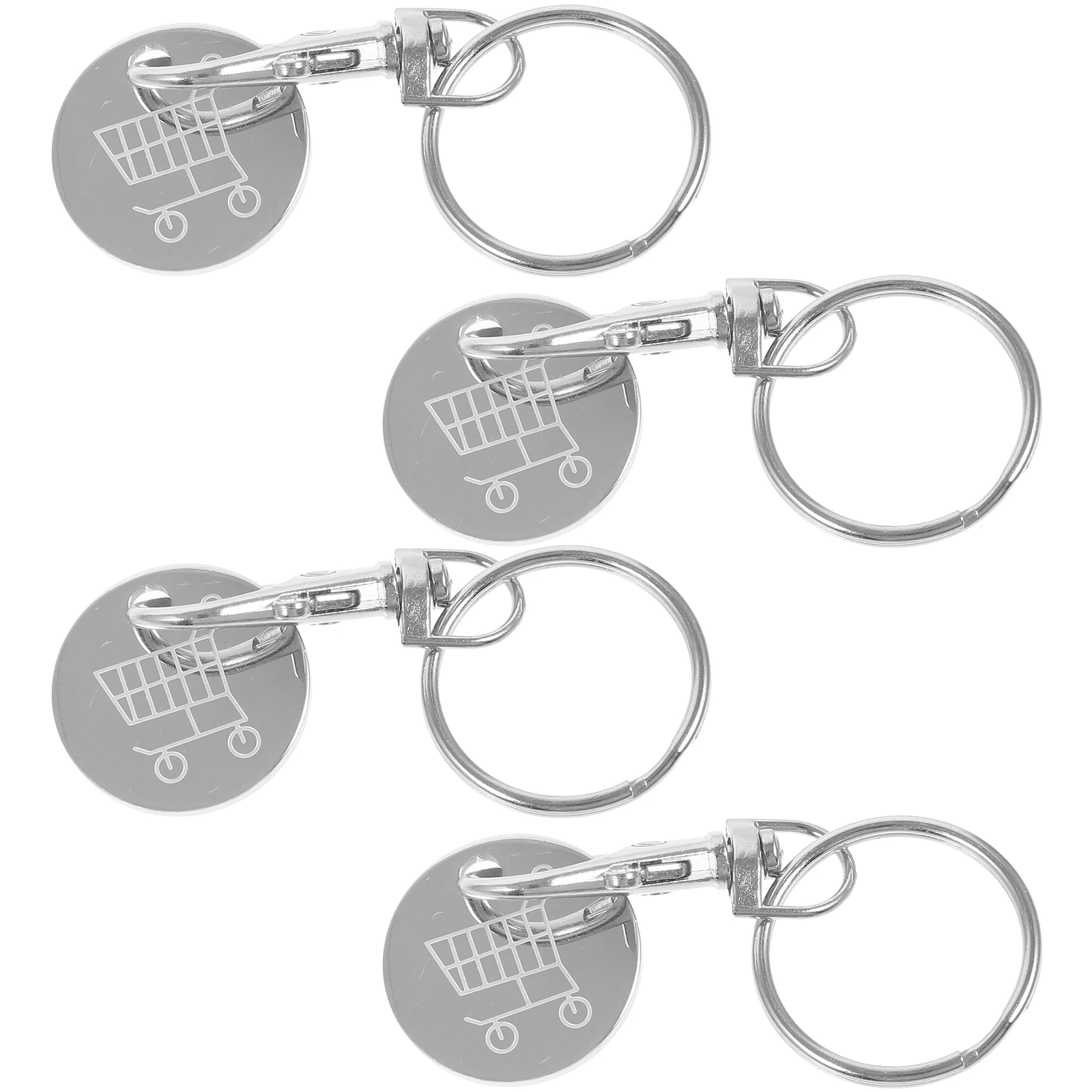 4Pcs Shopping Trolley Token Key Ring Trolley Token Coin Keyring Supermarket Shopping Cart Token Keychain