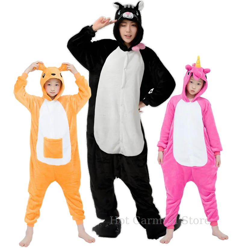 Adult Animal Onesie Kigurumi Tiger Unicorn Cat Costume Kids Winter Jumpsuit Sleepwear Women Panda Cartoon Flannel Couple Pajamas view 3