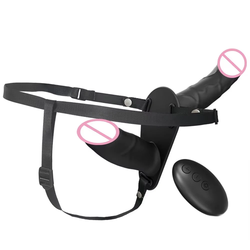Double Head Artificial Penis Wearable Electric Strapon Vibrator For Lesbian Vibrating Sex Toys Strap On Belt Dildos For Girl