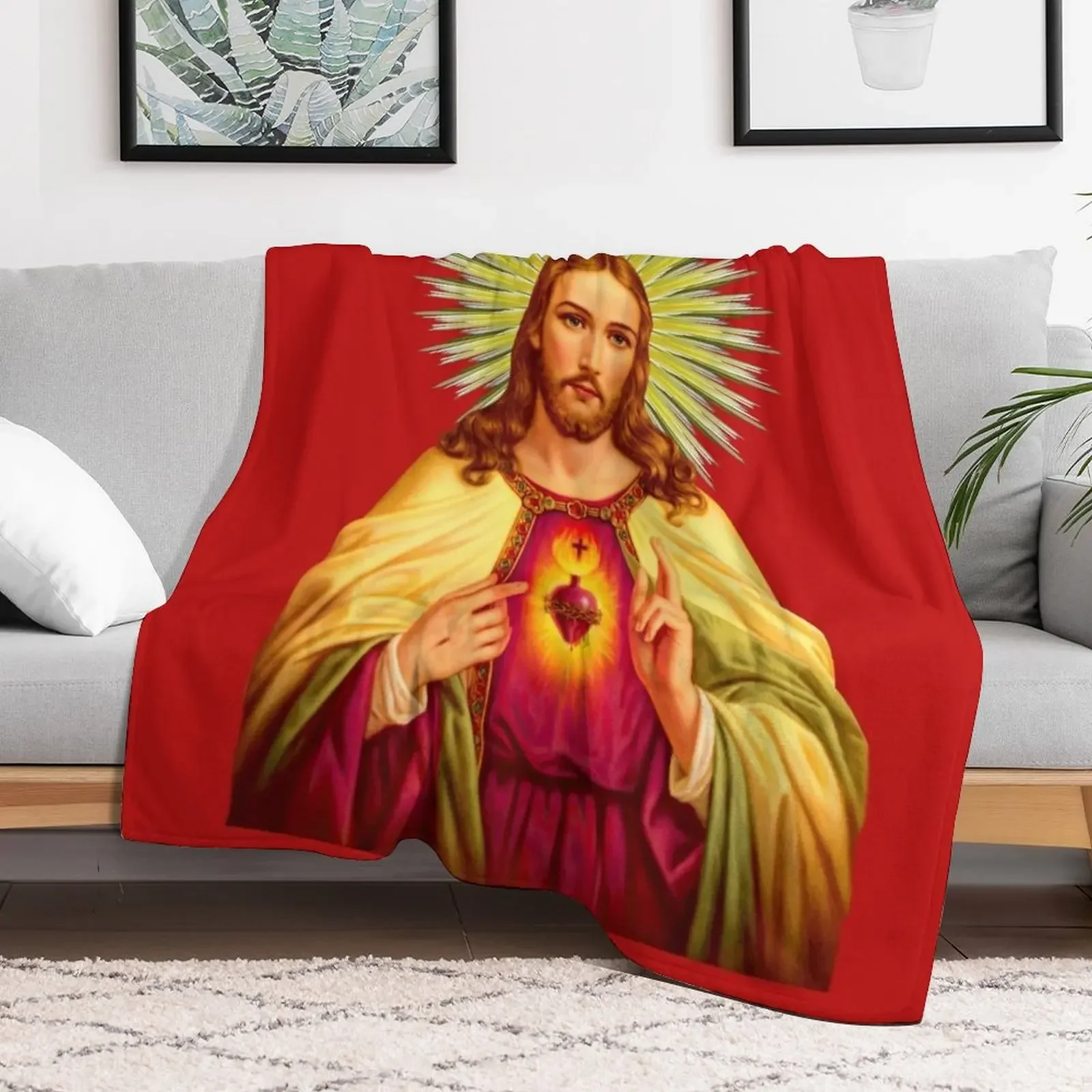 Sacred Heart of Jesus Catholic Detente Sagrado Corazon de Jesus Throw Blanket Thins Giant Sofa Decorative Beds Blankets