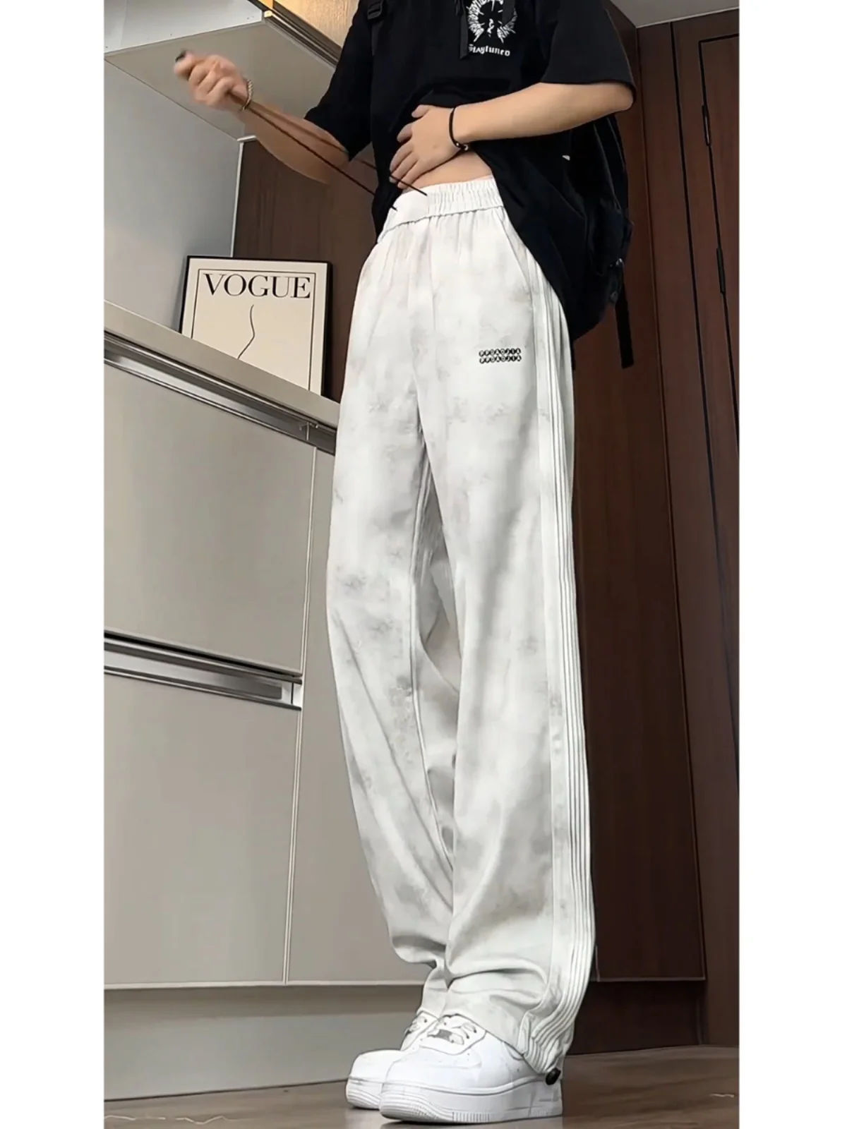 

American Retro ey Dir Pants Men's Straight Leg Summer Thin Hanging Sensation Qui Dry Sports Wide Leg Casual Pants