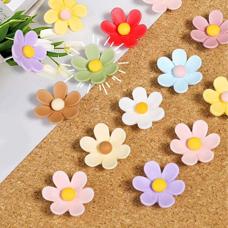 D0UA 20/30pcs หัวดอกไม้ดันหมุดจุกไม้ก๊อกแจ้งให้ทราบ