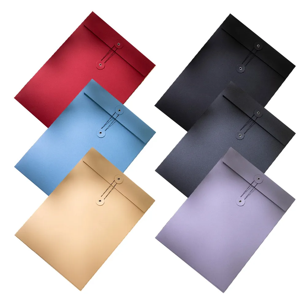 

6Pcs Thick Paper File Pouch String Tie Closure Large Convenient Document Organizer for Office School Classroom Project Filing