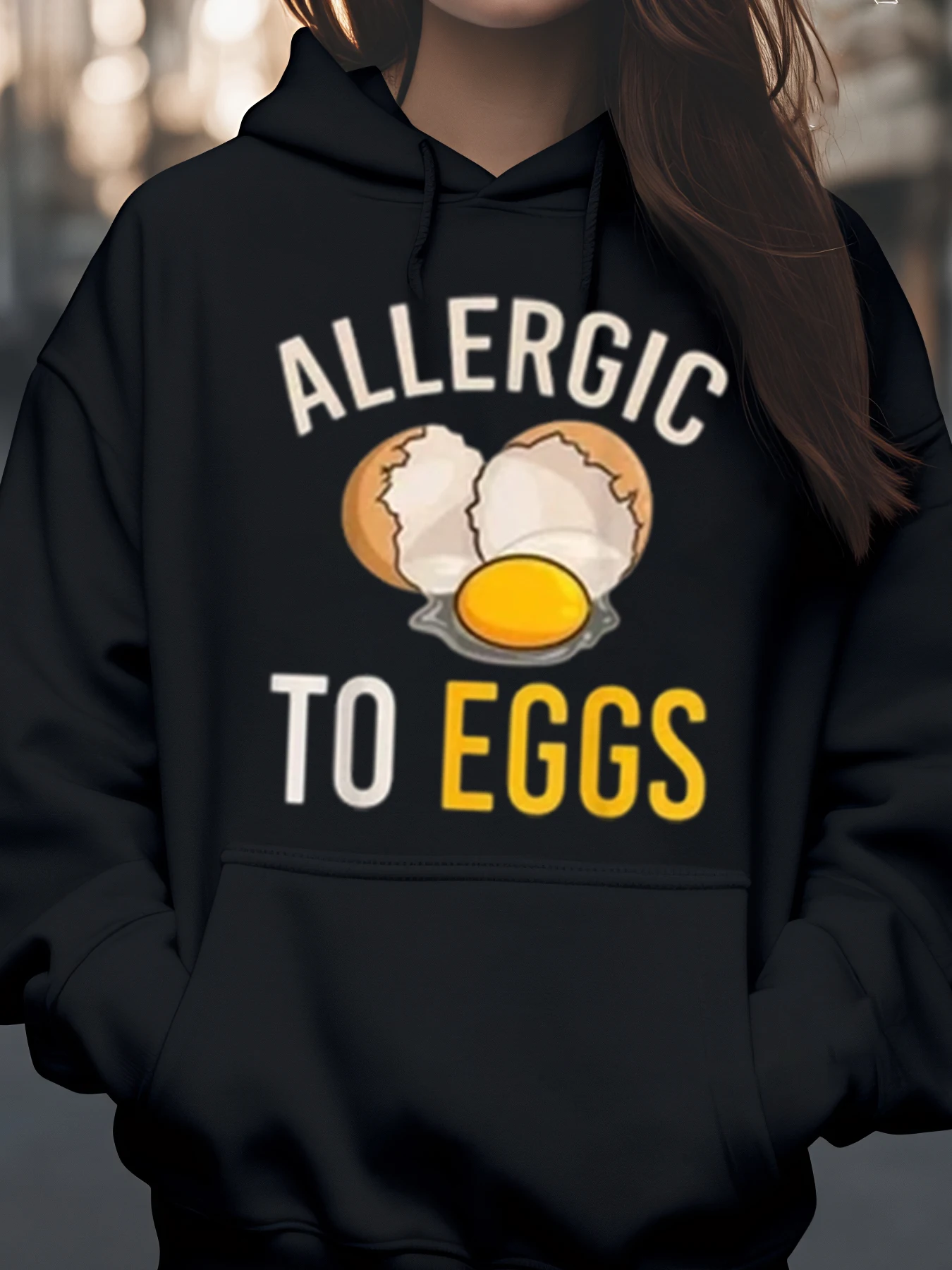 

Толстовка с принтом «Алергия на яйца», костюм на Хэллоуин, повседневная одежда для взрослых