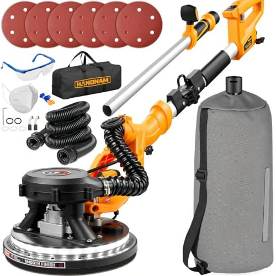 

Электрическая шлифовальная машина для гипсокартона 950 Вт с пылесосом, регулируемой скоростью 800-2100 об/мин, LED-подсветкой, для беспыльной шлифовки стен