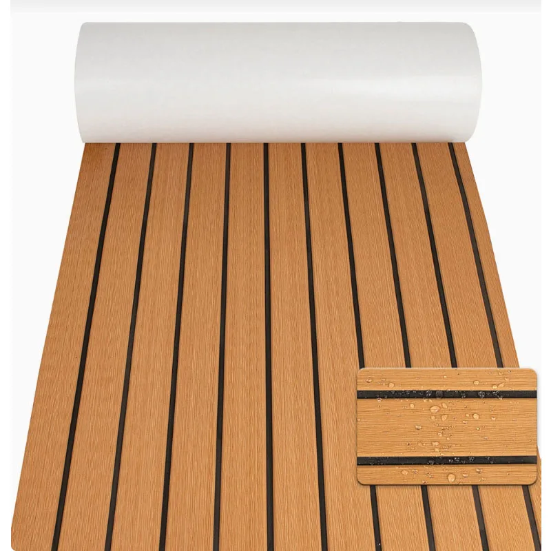 EVA Foam Marine Flooring With Faux Teak Deck Stripes For Boats Yachts RVs. Available in 4 Colors  Self-adhesive. 2400x450x6mm