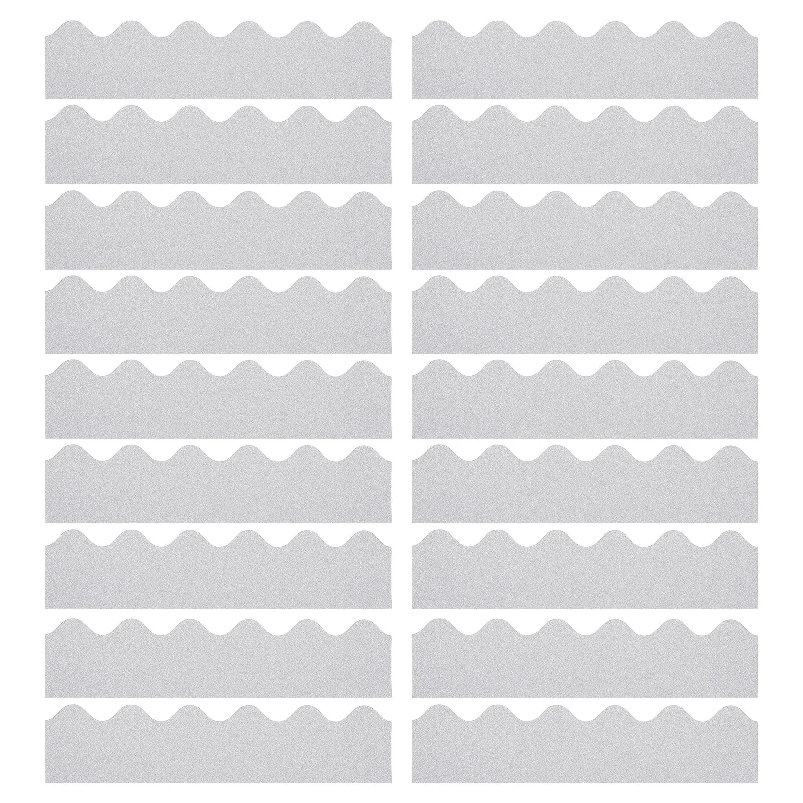 30Sheets Wave Bulletin Board Borders Silver Scalloped 13x3in Blackboard Border Trim Classroom Office Display Decoration Strip