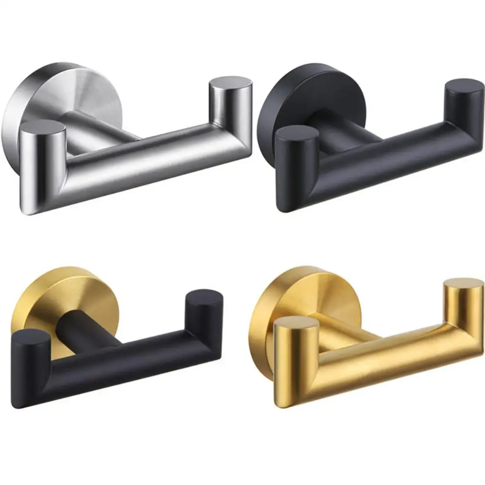 Multifunctionele Haken Dubbele Handdoek Badhanddoek Rack Ronde Badkamer Wc Keuken 304 Rvs Jas Opslag Houder Organizer