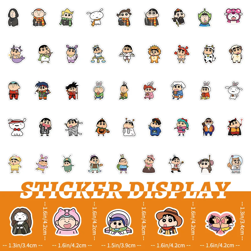 100pcs New Style Crayon Shin-chan Personalized Creative Mobile Phone Skateboard Refrigerator Decoration Stickers