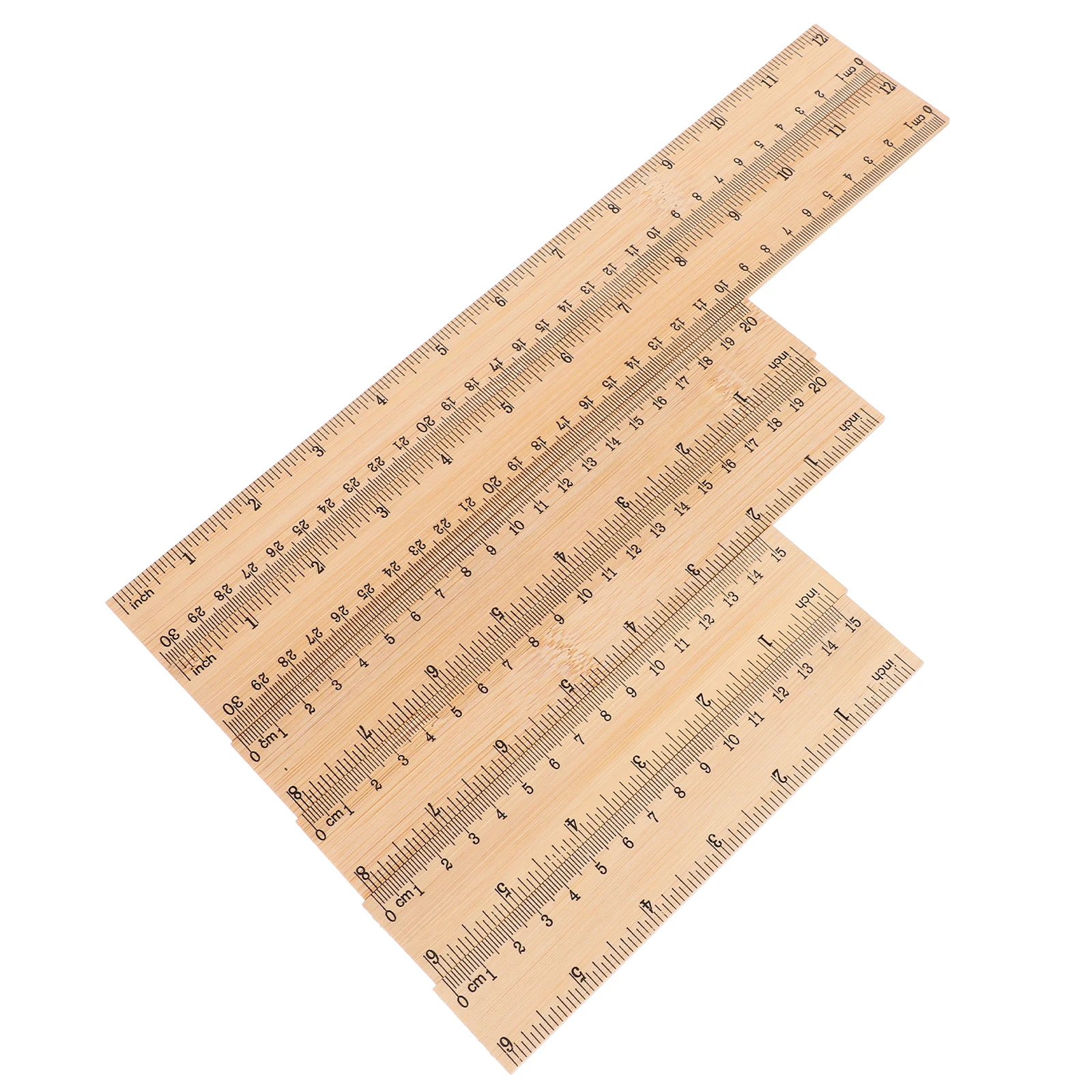 

6pcs Bamboo Ruler Set Straight Measuring Scale Portable Learning Tools for Kids Students Practical Woodworking Accessories