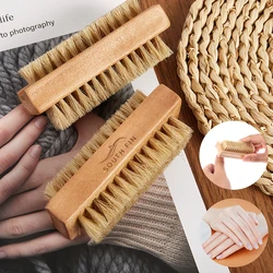 Double-sided Natural Hair Nail Brush Manicure Pedicure Wood Handle Soft Remove Dust Nail Cleaning Tools Brush For Nail Care