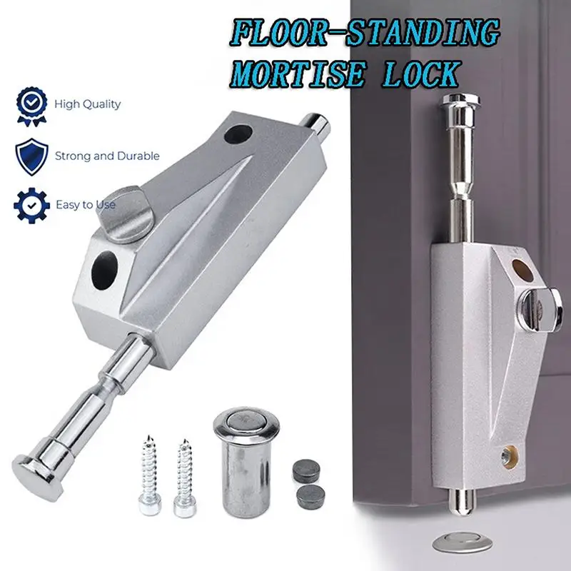 Aluminum Alloy Floor-standing Mortise Lock Heavy Duty Glass Door Spring Bolt Lock for Commercial Office Store Entrance