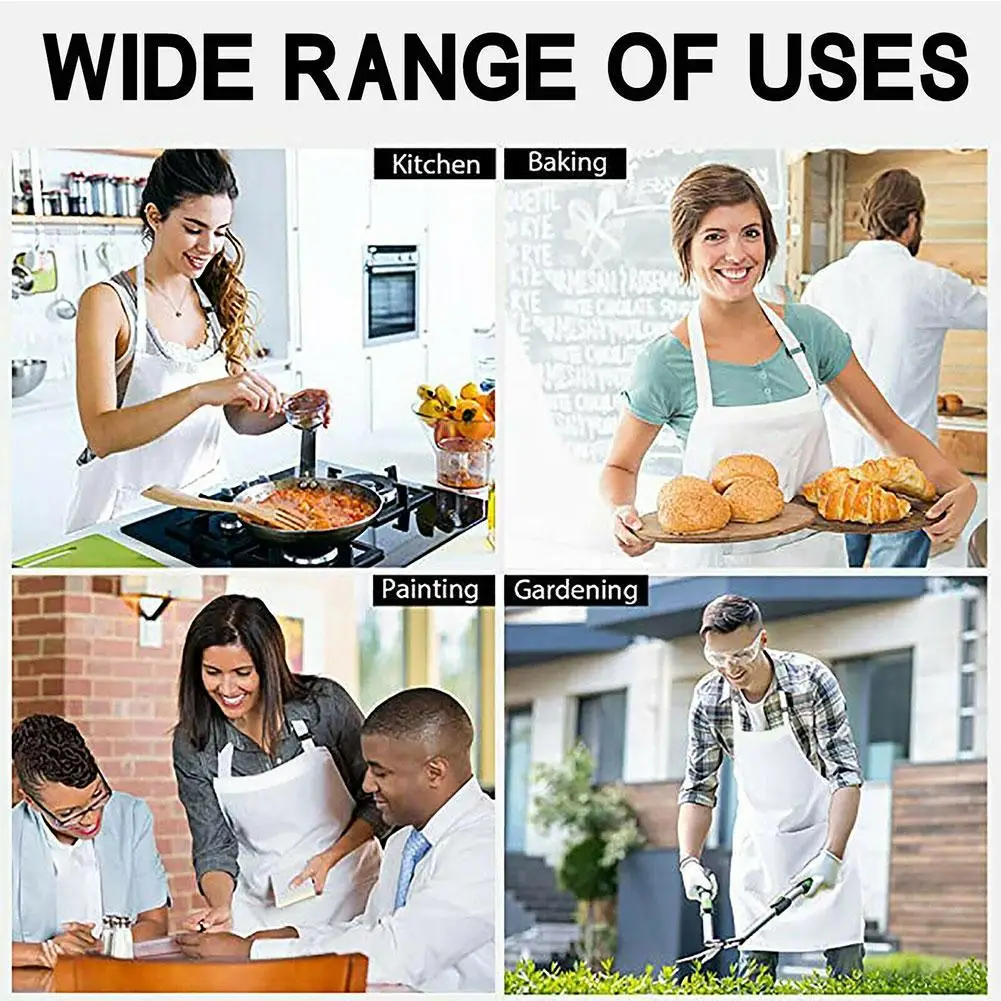 D9 New Fashion Kitchen Aprons for Woman Men Chef Work Apron for Grill Restaurant Bar Shop Cafes White Waterproof Apron Kitchen