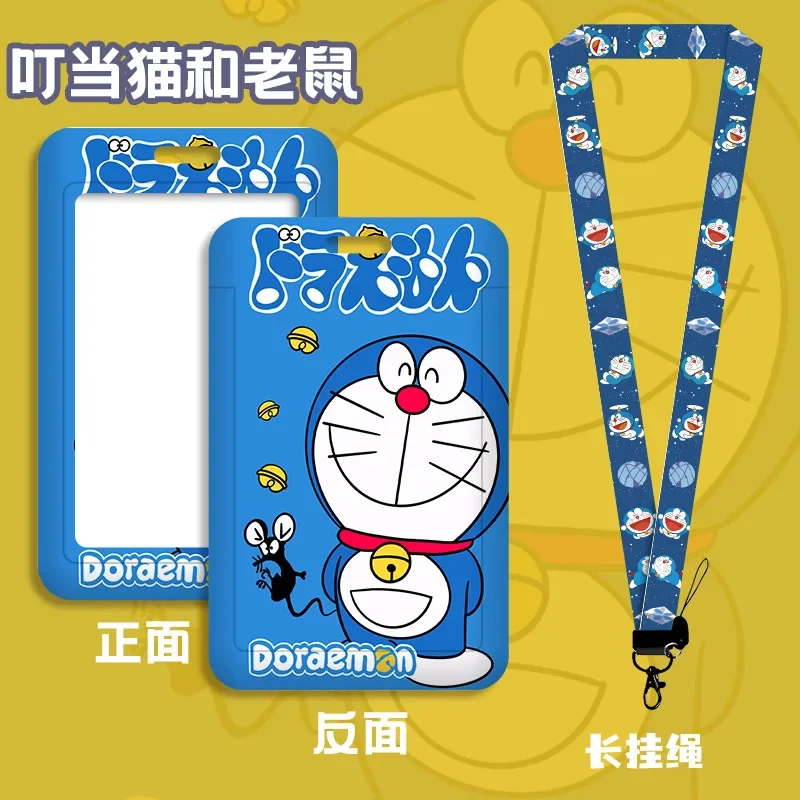 Anime Doraemon Card Holder Kawaii Card Covers Lanyard Student Campus Card Hanging ID Bus Meal Cards Holders Kids Birthday Gift