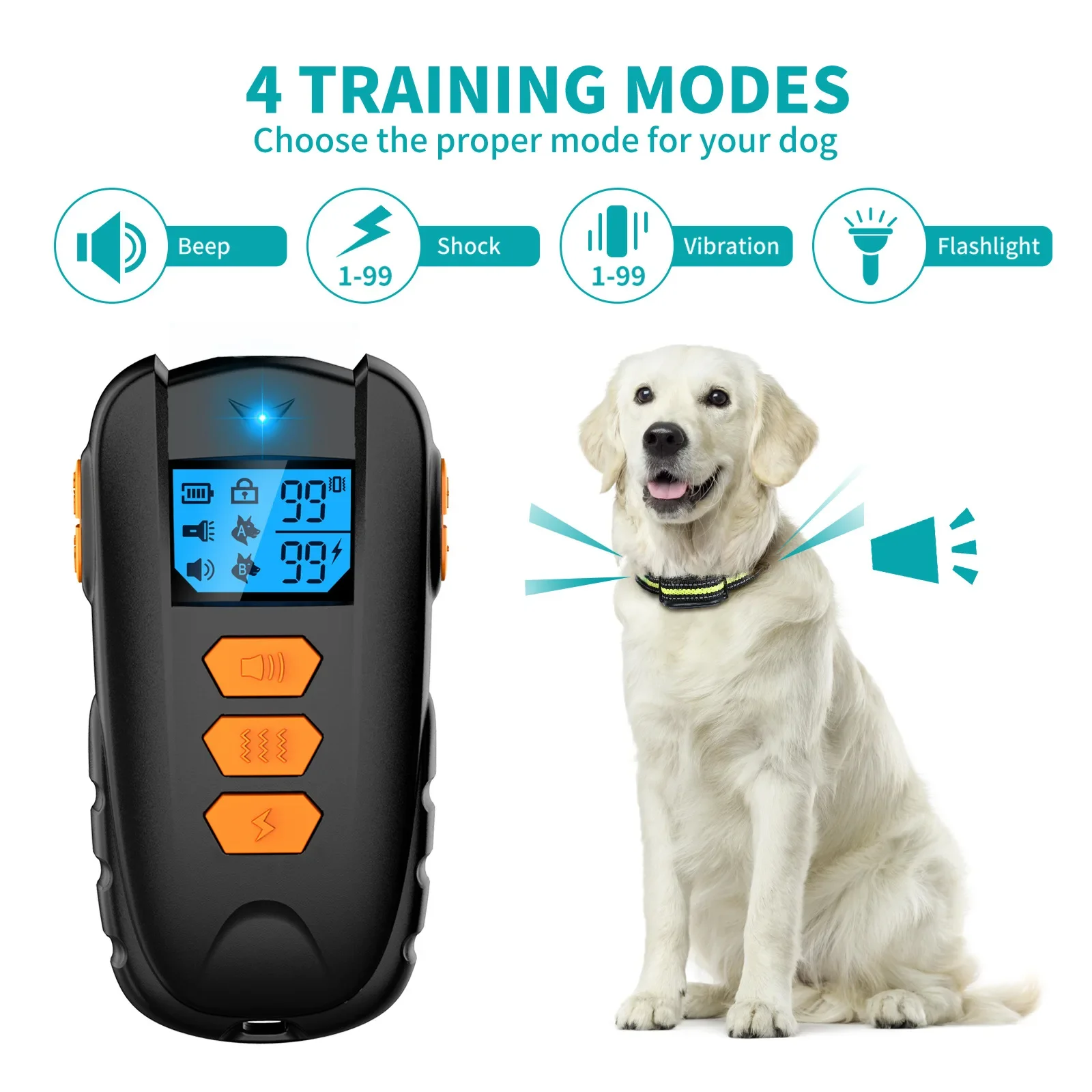 Pet Dog Training Barkproof Collar Rechargeable With Remote Control Trainer LCD Display Waterproof Shock Electric Sound Vibrator