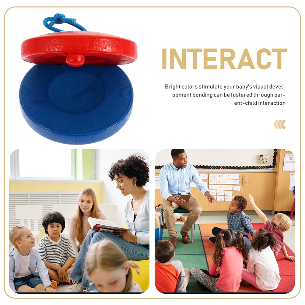 6pcs Wooden Castanets for Kids Children's Percussion Toys Wood Instruments Music Education Toy Creative Funny Baby Preschool