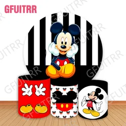 Disney Mickey Mouse Round Backdrop Kids Birthday Party Decor Circle and Cylinder Covers Baby Shower Photo Background