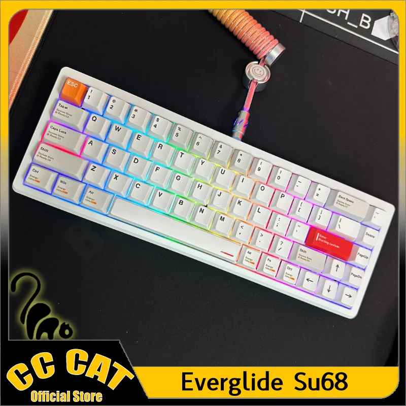 

Everglide Su68 Mechanica Клавиатура Магнитный переключатель Проводная клавиатура с ЧПУ Металлический анод Дровые Rgb с низкой задержкой Пользовательские игровые клавиатуры
