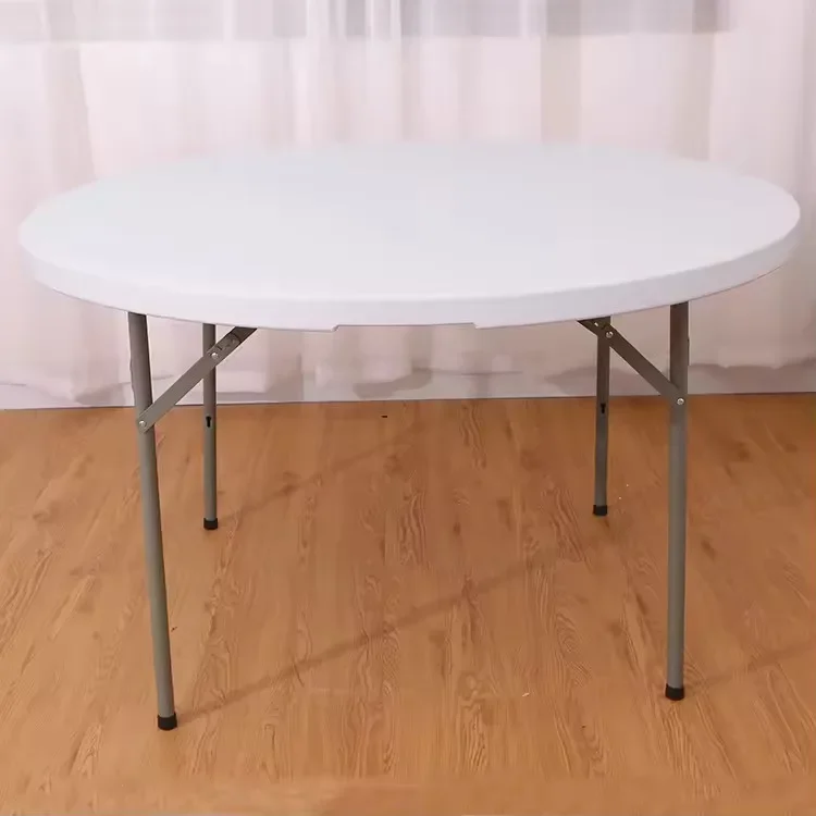2026 Stable Metal Frame Foldable Rectangle Table Durable HDPE Plastic Top Modern For Outdoor Events Camping Dining OEM Friendly