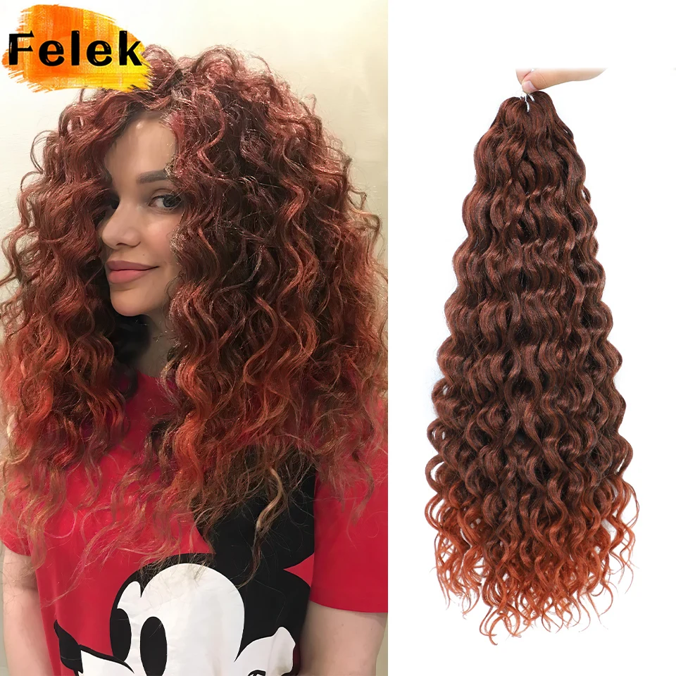 Blonde Ocean Wave Crochet Hair 18 Inch Synthetic Curly Braiding Hair Extensions For Women Pink Afro Curl Water Wave Knitted Hair