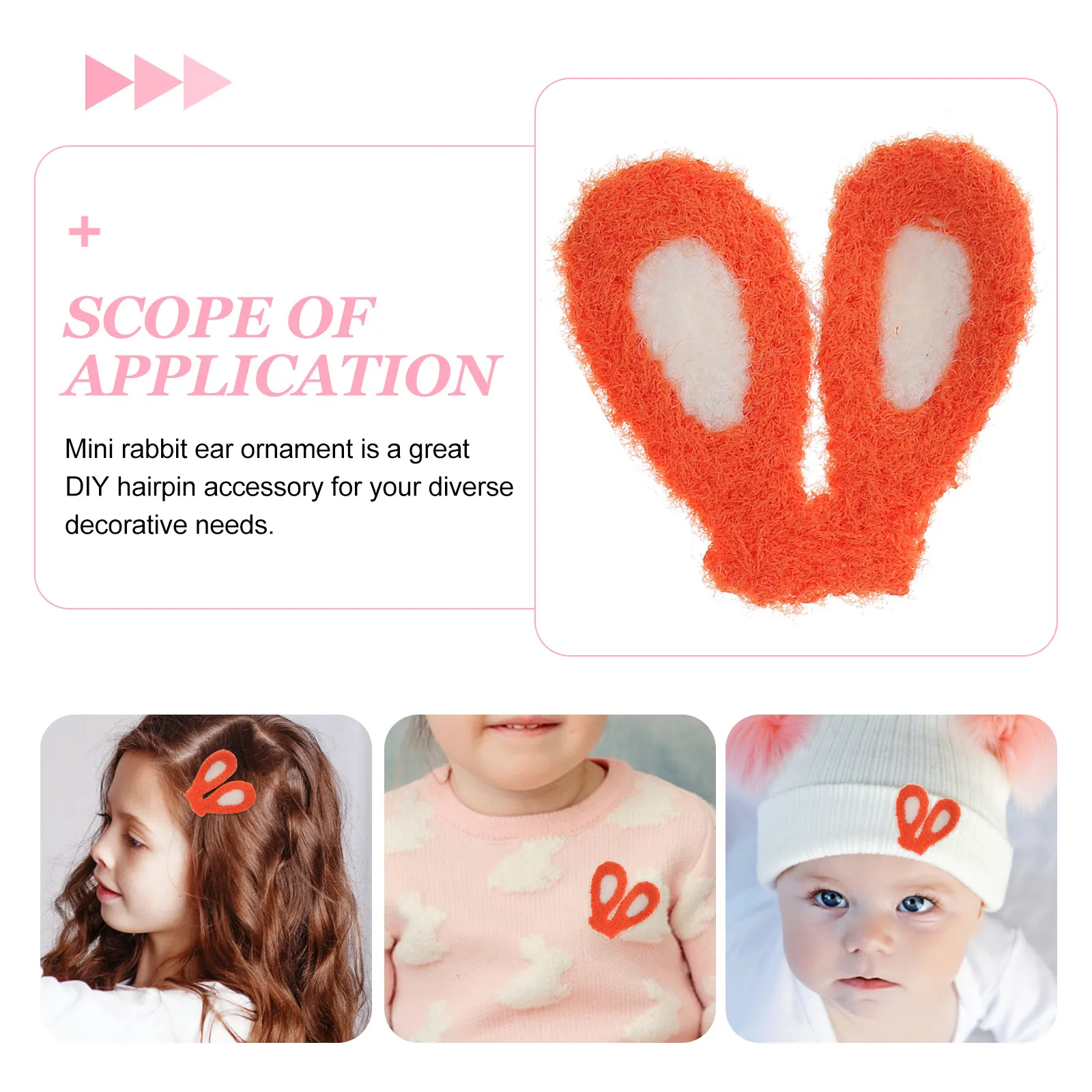 20Pcs Rabbit Ear Hair Clips DIY Craft Fabric Bunny Ear Decorations Headdress Charm for Women Hairpin Accessories