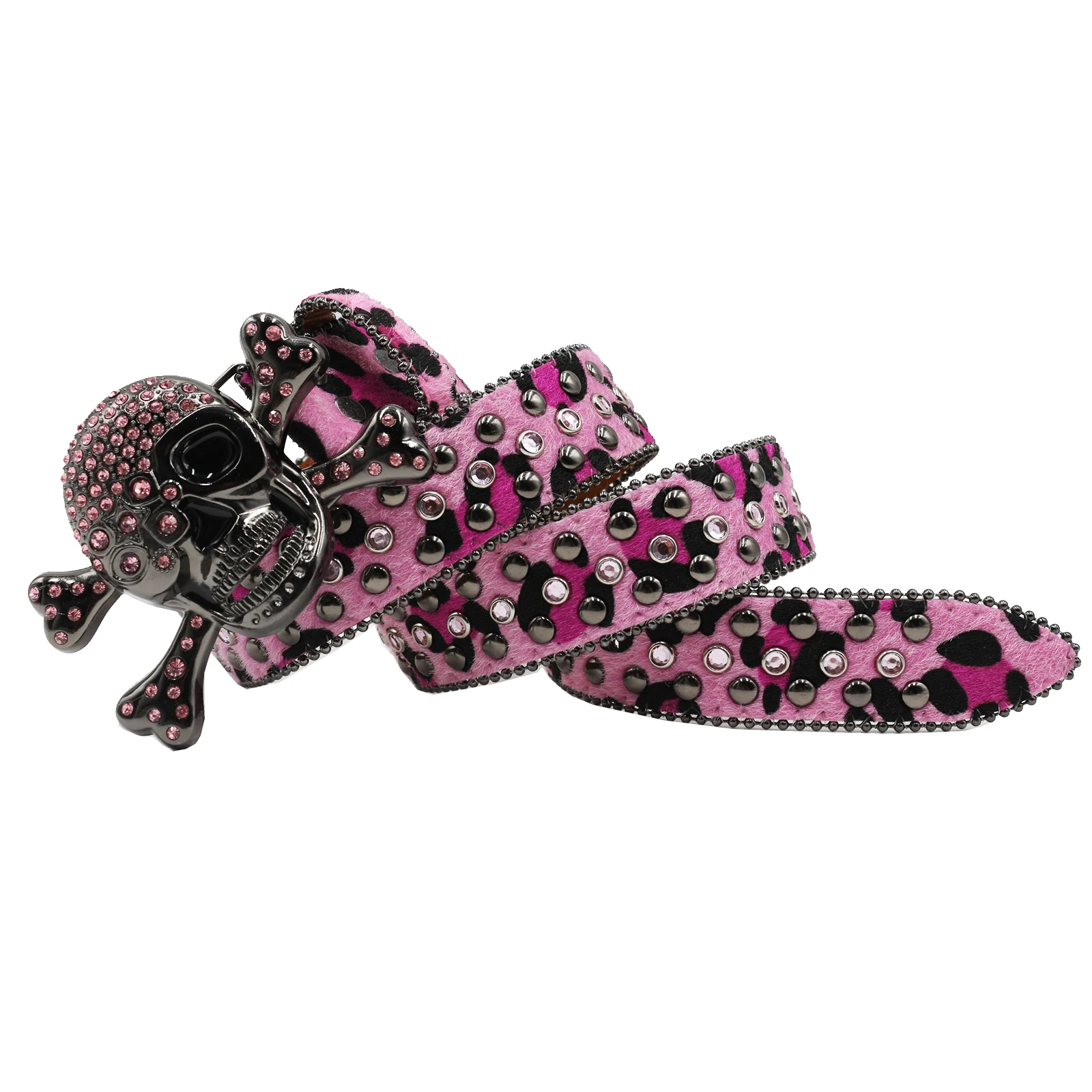 Leopard skull Hot Rhinestone Western Belt Fashion Studded Belts for Men Strap Diamond White Belts Cowgirl Cowboy For Jeans
