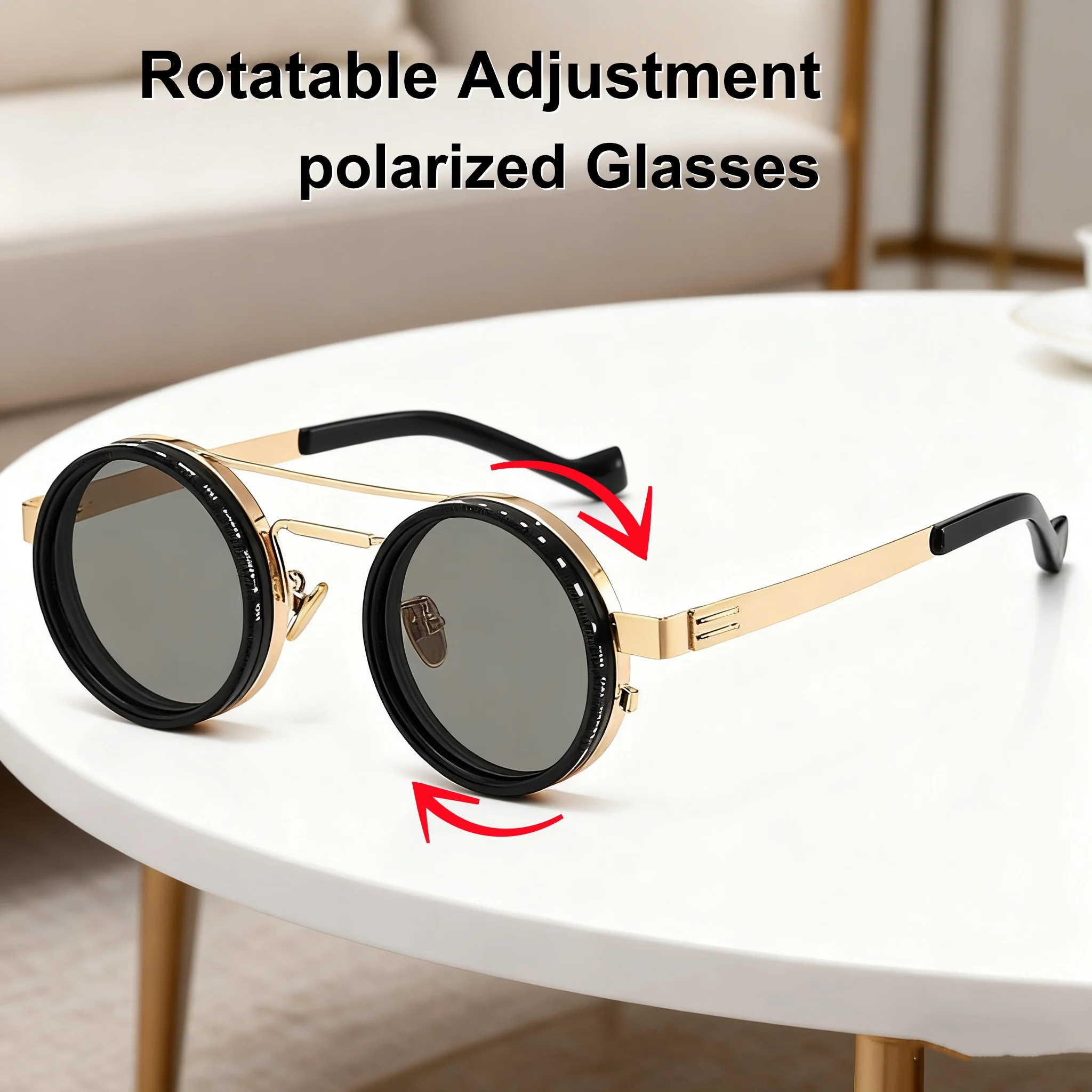 Fashion ND9 Level Rotatable Adjustable Men's Sunglasses Retro Neutral Street Photography UV400 Sunscreen Polarized Glasses