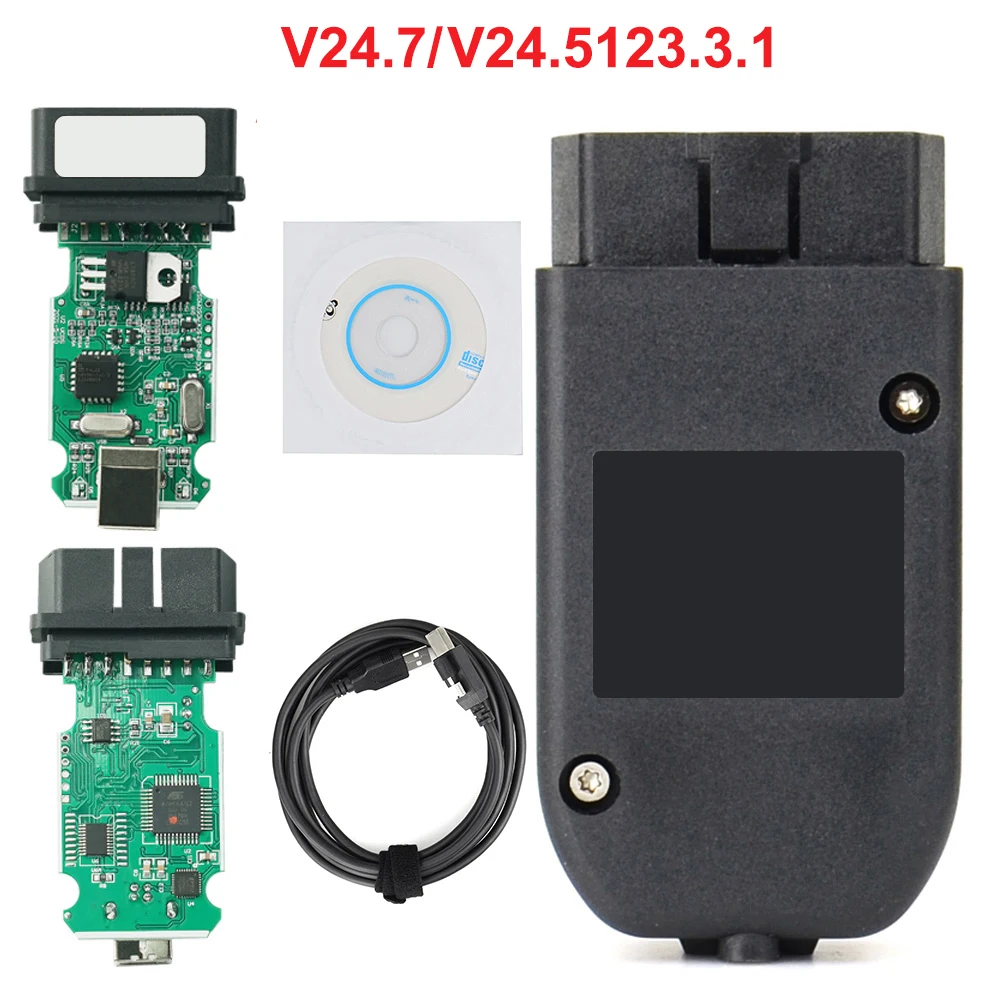 أحدث V24.5 لواجهة VAG HEX V2 USB غير محدود VINs ATMEGA162 Obd2 الماسح الضوئي لأداة تشخيص السيارة كابل VAG HEX V2