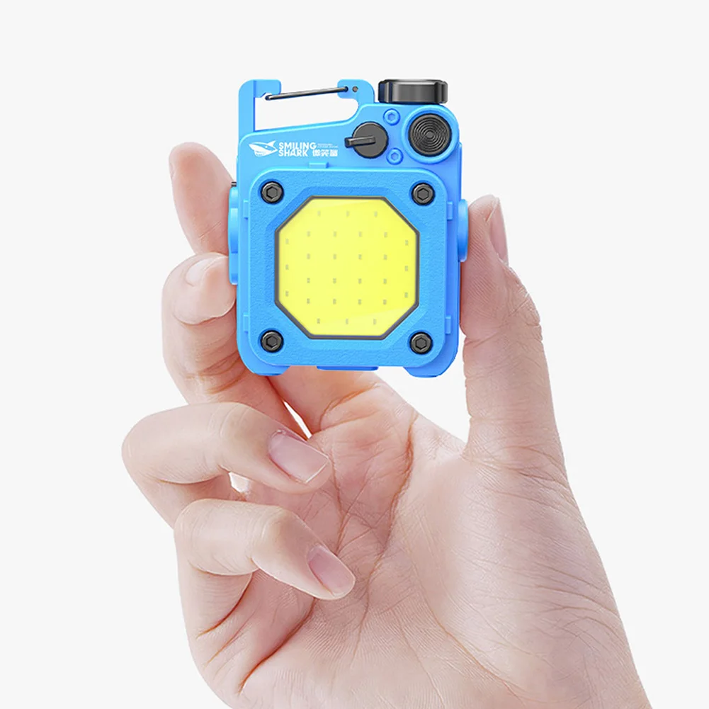 

LED COB Keychain Flashlight Dual Light Source Mini Pocket Work Light USB Type-C Charging 6 Modes IPX4 for Camping
