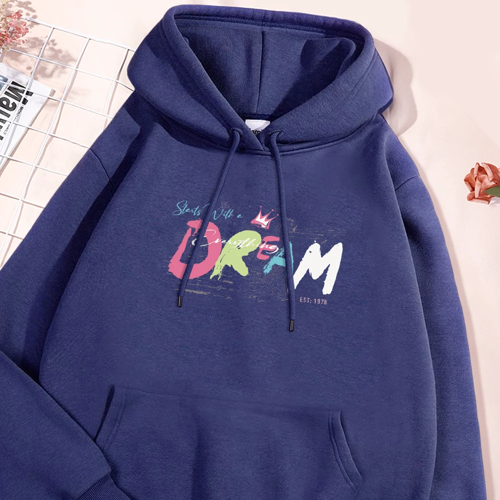 Cartoon Letter Dream Man Hoodies Herfst Crewneck Fleece Hoodie Oversized Pullover Flexibel Comfort Sportshirt Hoody Kleding