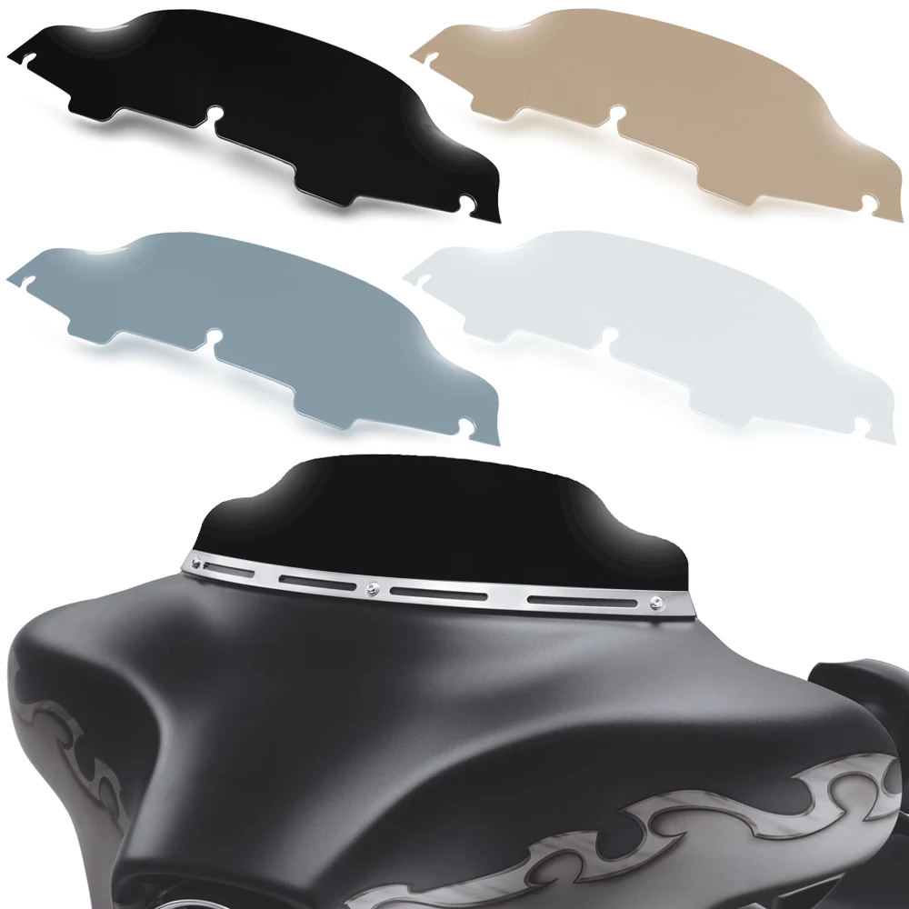 

6'' Motorcycle Wind Deflector Wave Windshield Windscreens fits For Harley Touring Electra Glide Street Glide Tri Glide 1996-2013