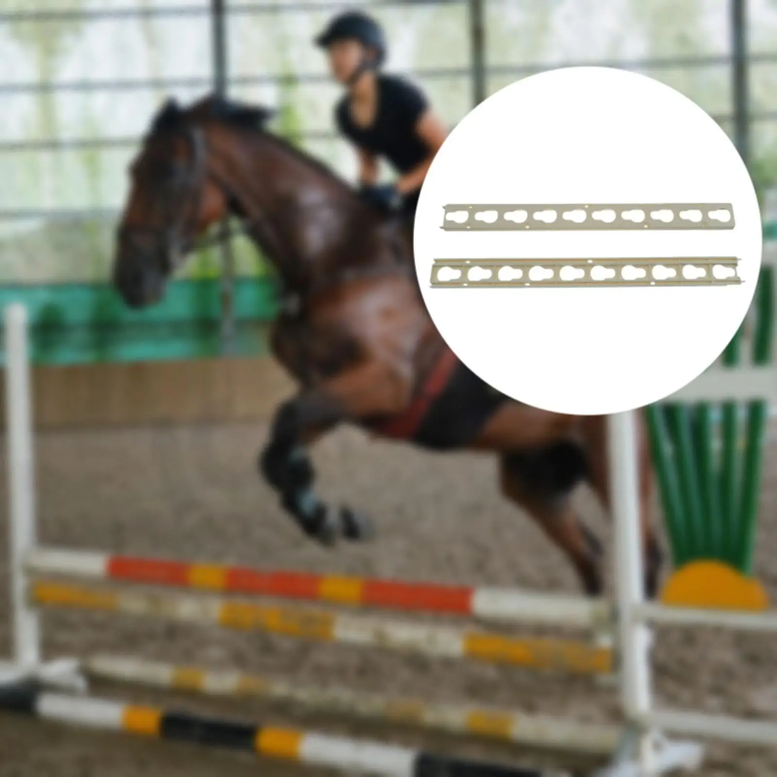 Riel de pista con cerradura de caballo, 2 uds., con 2 tacos de salto, soportes versátiles para palos de salto de caballo para ecuestre, ajuste rápido de altura