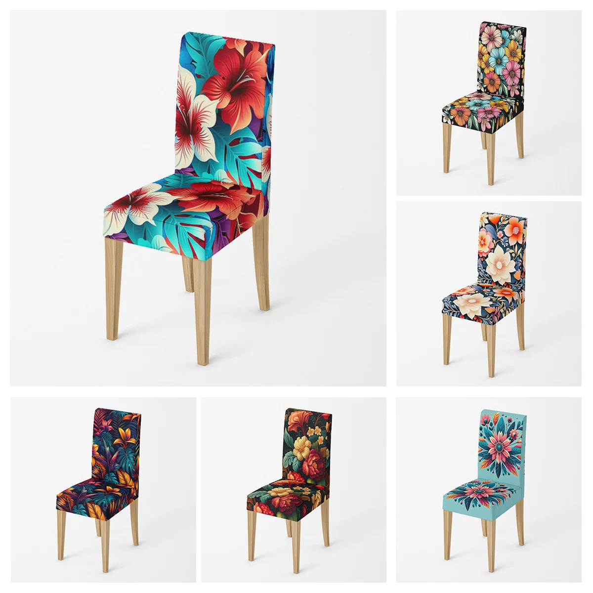 

Nordic Mori Plant Chair Cover Morandi Color Abstract Flower Elastic Design Study Restaurant Chair Cover Universal Breathable