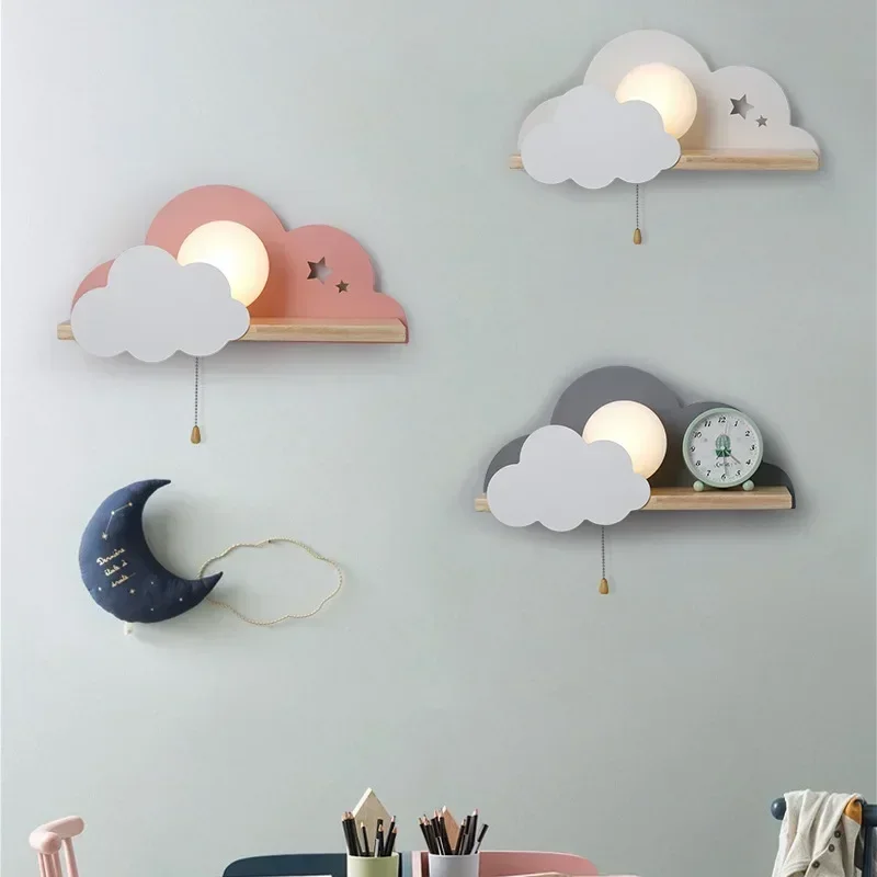 

Nordic Macaron LED Glass Wall Lamps Beside Bedroom Light Fixtures Modern Children Room Cloud Wall Lamp Stairs Wall Light Sconces