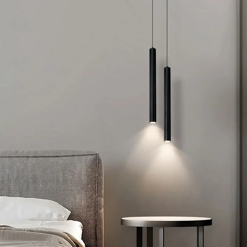 

Nordic Modern Led Pendant Lights Black White Tube Spotlight Lighting Chandelier Pendant Lamp for Bedside Bedroom Living Room