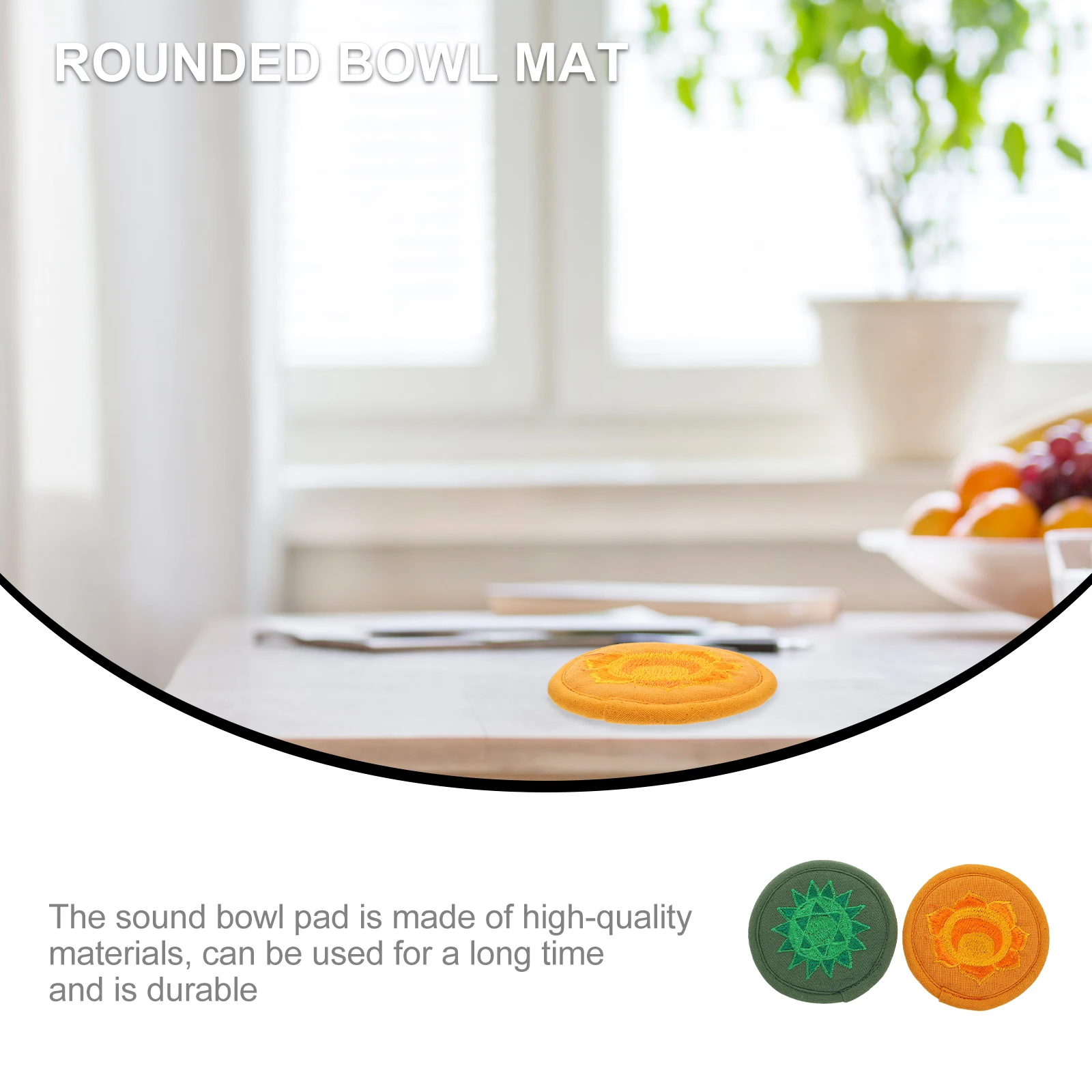 

2 Pcs Embroidery Craft Cushions for Buddha Sound Bowl Pad Rounded Mat Coasters Religious Accessories Practical Gifts